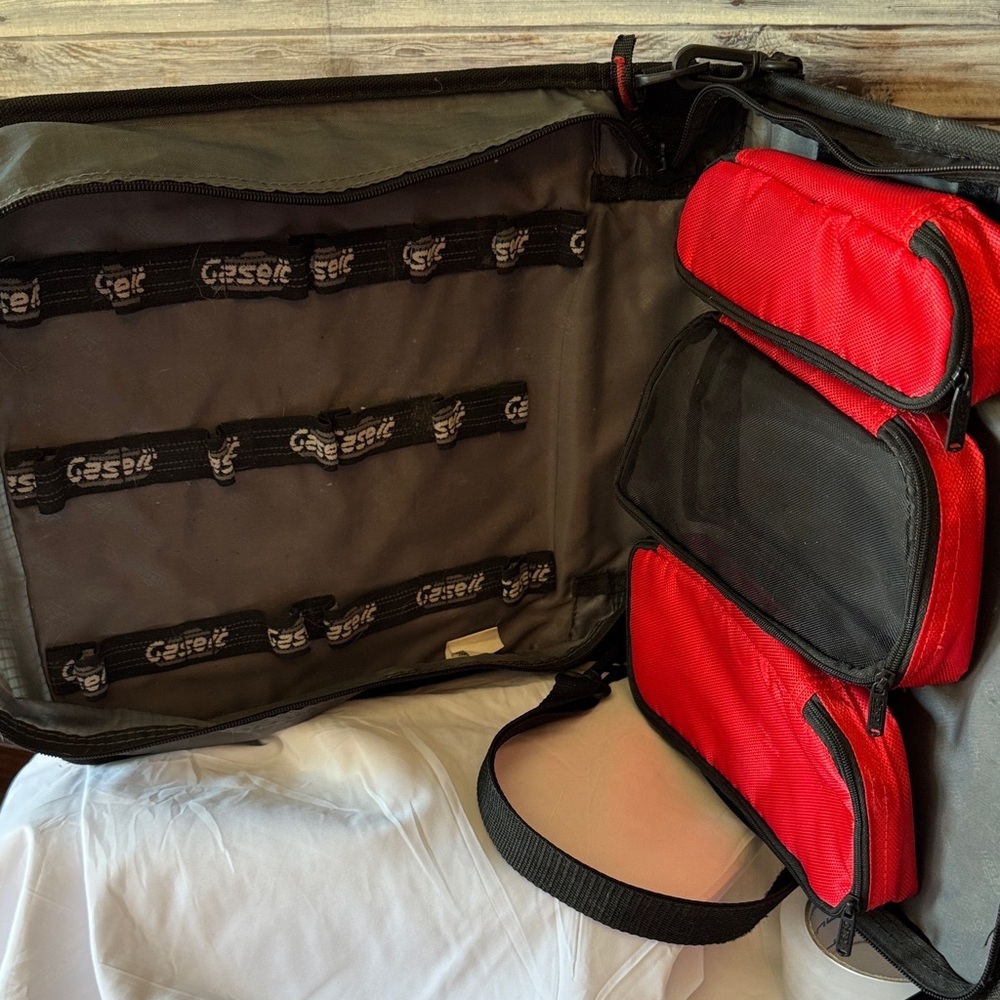 ★ Gastek Travel Organizer Portfolio Bag Document Case Red Black